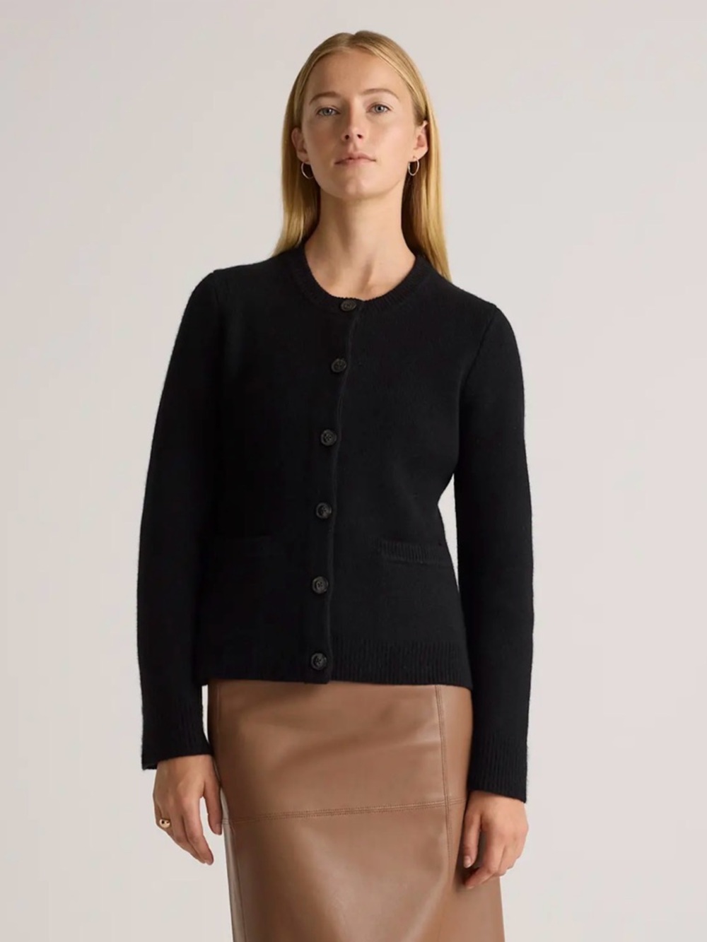 Quince Cashmere Structured Cardigan Large Black NWT